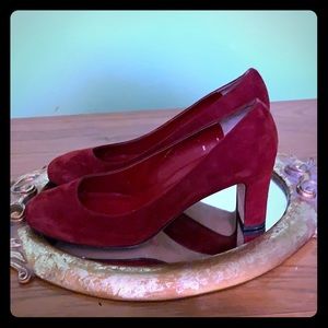 Red suede shoes 10.5wide worn once